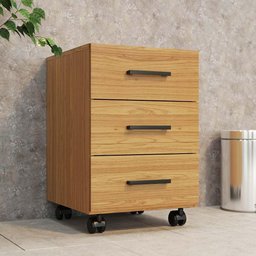 Gaveteiro Com Rodízios 3 Gavetas Estilo Industrial F16 Freijó - Pradel - 1