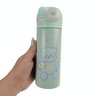 Garrafa Térmica Infantil Com Canudo 420mls Aço Inox Squeeze Escolar Tampa Ursinho Água Suco Verde - 5