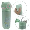 Garrafa Térmica Infantil Com Canudo 420mls Aço Inox Squeeze Escolar Tampa Ursinho Água Suco Verde - 1