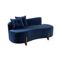 Ver mais imagens de Kit Decorativo Sofá Curvo Orgânico + 01 Puff e Poltrona Luna Veludo Azul Marinho - Montanaris Decor