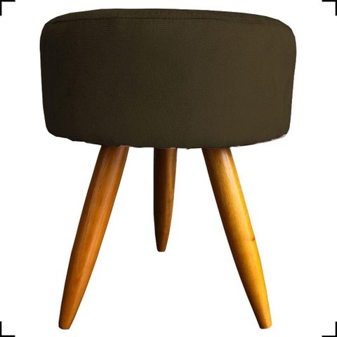 Puff Redondo Decorativo para Sala Quarto Penteadeira Pés Palito Suede Marrom