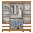 Ver imagem 3 de Guarda Roupa Casal 04 Portas 04 Gavetas B383 com Armário Multiuso 2 Portas 3 Prateleiras Cinamomo