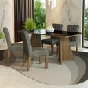 Ver imagem 1 de Conjunto Sala de Jantar Mesa Tampo de Vidro 4 Cadeiras Rustic/preto/silver Harper Madesa