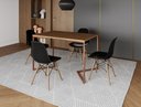 Ver imagem 1 de Mesa de Jantar Industrial Base Ferro Cobre em V Tampo 137x90 Amêndoa 4 Cadeiras Eames Madeira Asse