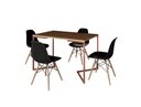 Ver imagem 2 de Mesa de Jantar Industrial Base Ferro Cobre em V Tampo 137x90 Amêndoa 4 Cadeiras Eames Madeira Asse