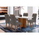 Ver imagem 1 de Conjunto: Mesa Sala Jantar Berlim C/ Tampo Madeirado C/ Vidro Canto Curvo 120x80cm e 4 Cadeiras
