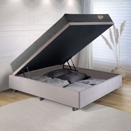 Cama Box Casal com Baú 138x188 com Colchão Adapto Ecoflex Molas Ensacadas Suede - 3