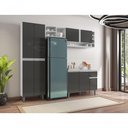Ver imagem 2 de Cozinha Modulada Completa 230cm com Balcão e Armário Aéreo Vanessa Cinza Claro