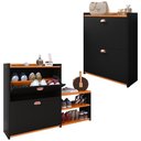 Ver imagem 1 de Kit Sapateira Prateleira Organizadora Calçados Banquinho Hall Gaveta Basculante Preto/cinamomo -