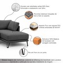 Ver imagem 4 de Sofá Sala de Estar Atena Chaise Direito Pés de Ferro 284cm 5 Lugares Linho Grafite M1 - Monari Desig
