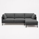Ver imagem 5 de Sofá Sala de Estar Atena Chaise Direito Pés de Ferro 284cm 5 Lugares Linho Grafite M1 - Monari Desig
