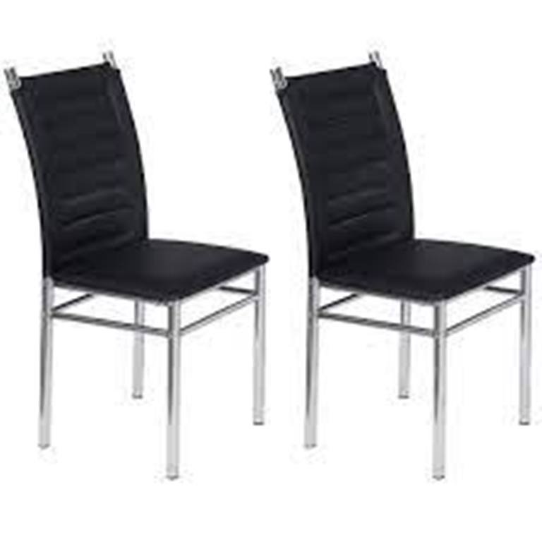 Conjunto 2 Cadeiras Tókio Art Panta Cromado/Preto