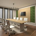 Ver imagem 1 de Conjunto Sala de Reunião Mesa 3,20m Painel P/ Tv Mac Br F5 Cor:macadâmia com Branco