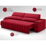 Sofá com Porta Copos Carregador USB Ret Rec Murano 2,30m Velosuede Vermelho - NETSOFAS - 5