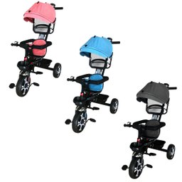Triciclo Motoca Bicicleta 3 Rodas Infantil Passeio com Empurrador Pedal Capota Brinqway Bw302 - 1
