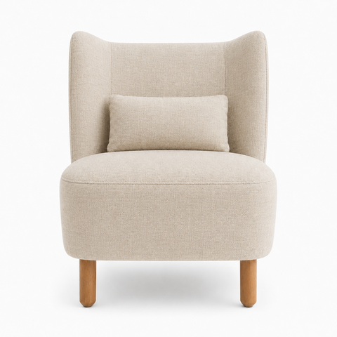Poltrona Decorativa Cronos Courino Linho Bege - Sallar Home