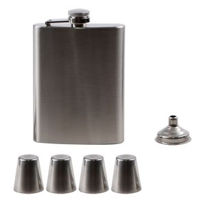 Kit Cantil de Bolso Inox Copos Funil Portátil Premium 6 Pçs