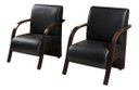 Ver imagem 5 de Conjunto Sevilha Namoradeira + 2 Poltronas Decorativa Braço De Madeira Recepção Sala - Corino Preto