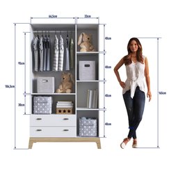 Guarda Roupa Infantil 108cm 3 Portas 2 Gavetas Favo de Mel 006 Branco - Completa Móveis COMPLETA MÓV - 4