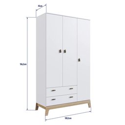 Guarda Roupa Infantil 108cm 3 Portas 2 Gavetas Favo de Mel 006 Branco - Completa Móveis COMPLETA MÓV - 5