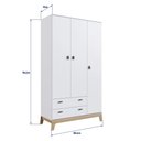 Ver imagem 5 de Guarda Roupa Infantil 108cm 3 Portas 2 Gavetas Favo de Mel 006 Branco - Completa Móveis COMPLETA MÓV