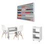 Conjunto Mesa Manicure + Prateleira Porta Esmaltes + Carrinho Auxiliar + 2 Eames Cadeira Branca AJL  - 1