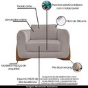 Ver imagem 3 de Kit 2 Poltronas Decorativas Pés em Madeira Buzz Linho Areia Rústico - Gran Belo