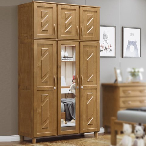 Guarda-roupa 6 Portas 3 Gavetas Imbuia Grécia Madeira Pinus - Cavazotto