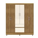 Ver imagem 3 de Guarda-Roupa Casal 6 Portas 2 Gavetas Panama Marrom/Nature/Brisa/Champagne