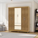 Ver imagem 1 de Guarda-Roupa Casal 6 Portas 2 Gavetas Panama Marrom/Nature/Brisa/Champagne