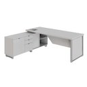 Ver imagem 2 de Mesa Executiva com Armário Lateral e Caixa de Tomadas 3 Gavetas 180cm Corporate Cinza