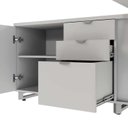Ver imagem 7 de Mesa Executiva com Armário Lateral e Caixa de Tomadas 3 Gavetas 180cm Corporate Cinza