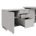 Ver imagem 6 de Mesa Executiva com Armário Lateral e Caixa de Tomadas 3 Gavetas 180cm Corporate Cinza