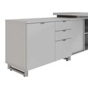 Ver imagem 4 de Mesa Executiva com Armário Lateral e Caixa de Tomadas 3 Gavetas 180cm Corporate Cinza