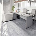Ver imagem 1 de Mesa Executiva com Armário Lateral e Caixa de Tomadas 3 Gavetas 180cm Corporate Cinza