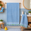Ver imagem 1 de Kit 2 Toalhas Infantil Encantar Banho e Social Macias: Carrinhos Azul
