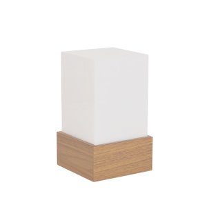 Abajur/luminária Mesa Box Mdf Louro Freijo Difusor Acrílico.:louro Freijó