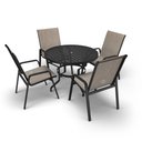 Ver imagem 1 de Mesa 4 Cadeiras Ripado Piscina Alumínio Preto e Tela Mocca