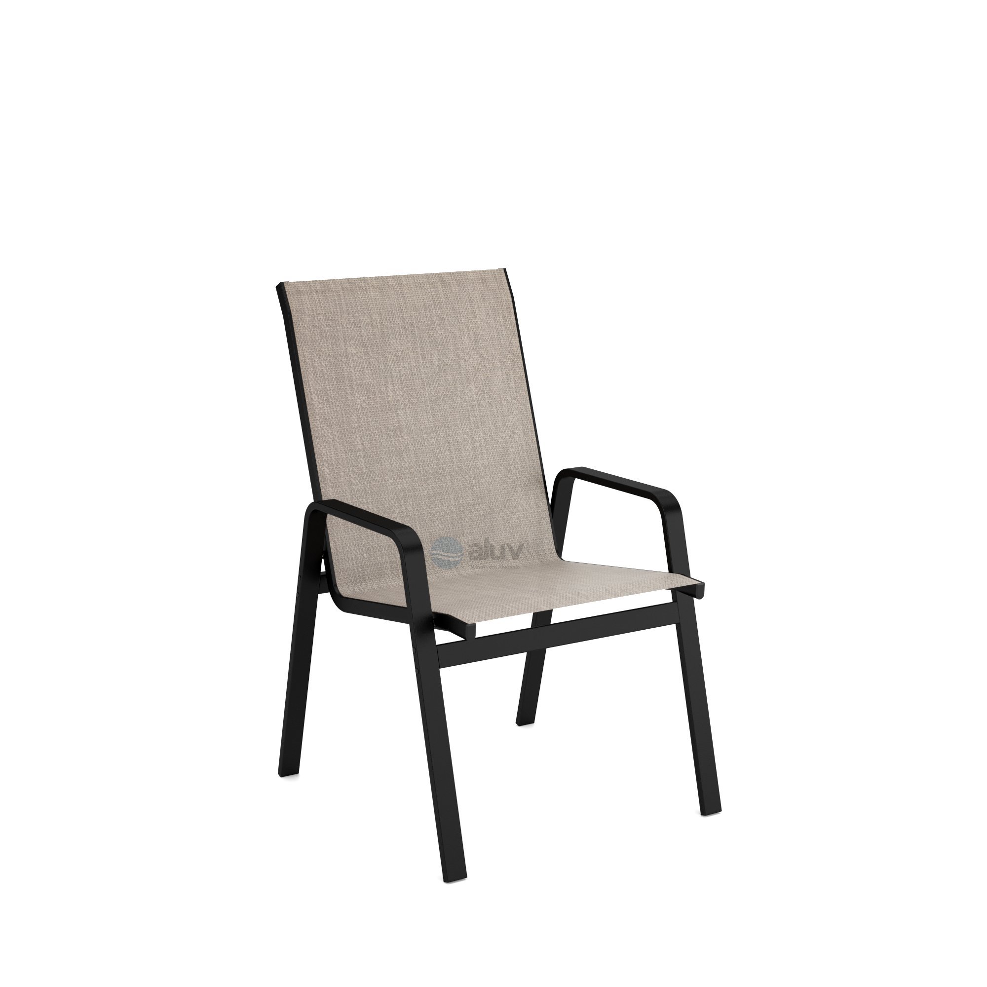 Mesa 4 cadeiras Ripado Piscina Alumínio Preto e Tela Mocca - 2