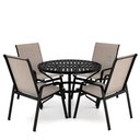 Ver imagem 1 de Mesa 4 cadeiras Ripado Piscina Alumínio Preto e Tela Mocca