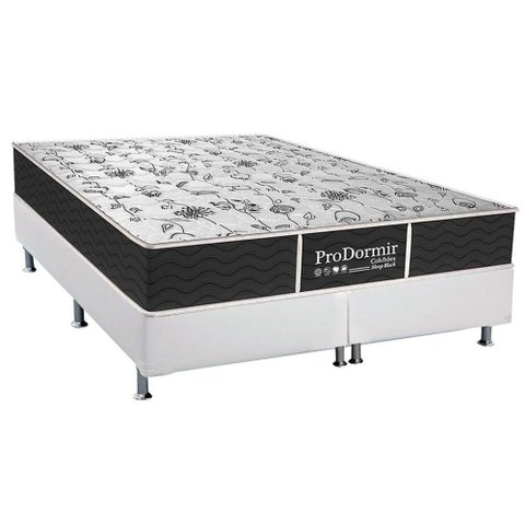 Cama Box King: Colchão Molas Bonnel Probel Prolastic ProDormir Sleep + Base CRC Courano White(