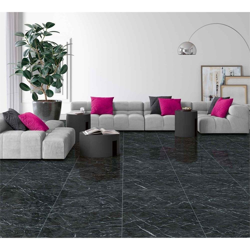 Piso Cerâmico Polido Borda Reta Montila Preto 74X74Cm | MadeiraMadeira