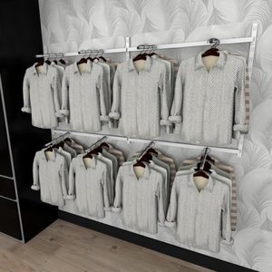 Arara de Roupas Closet Quarto com 15 Peças Cremalheira 200x100 Cm Cor Branco Modelo Clst1p154