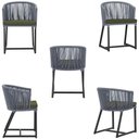 Ver imagem 5 de Mesa com 4 Cadeiras de Jantar Roma 100cm e Noronha em Aluminío Preto Corda Nautica Estofado 13 Trama