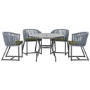 Ver imagem 1 de Mesa com 4 Cadeiras de Jantar Roma 100cm e Noronha em Aluminío Preto Corda Nautica Estofado 13 Trama