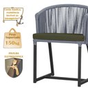 Ver imagem 4 de Mesa com 4 Cadeiras de Jantar Roma 100cm e Noronha em Aluminío Preto Corda Nautica Estofado 13 Trama
