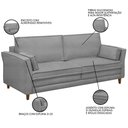 Ver imagem 3 de Sofá Living 3 Lugares 220cm Pés Madeira Efraim F05 Veludo Prata - Mpozenato