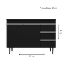 Ver imagem 2 de Balcão de Pia Multiuso para Cozinha sem Tampo 1 M - Andréia: Preto Fosco