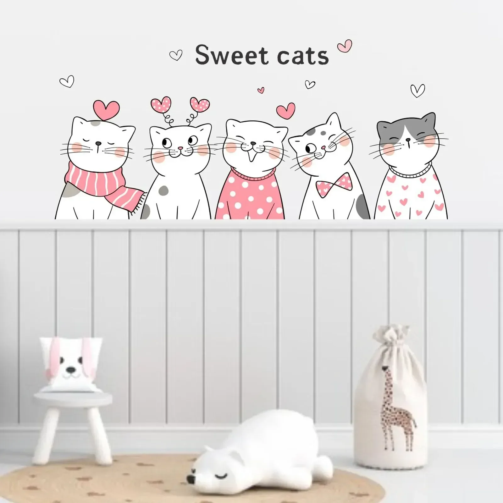 Adesivo Parede Sweet Cats 95x43 Quarto Infantil