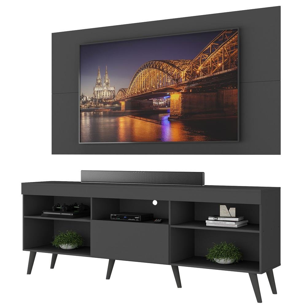 Rack com Painel TV 65" Retrô Flórida Up Multimóveis MP1042 Preto - 2